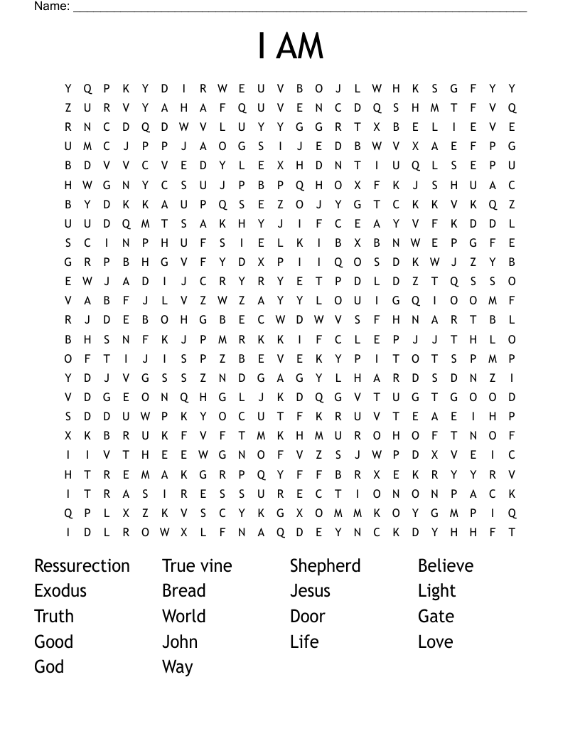 I AM Word Search