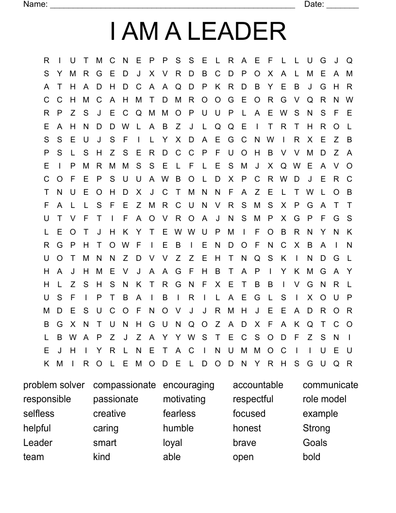 I AM A LEADER Word Search
