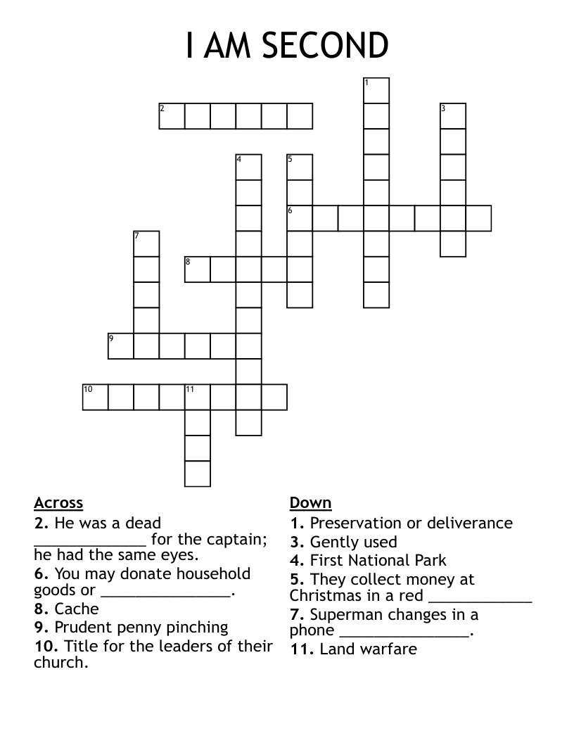 I AM SECOND Crossword