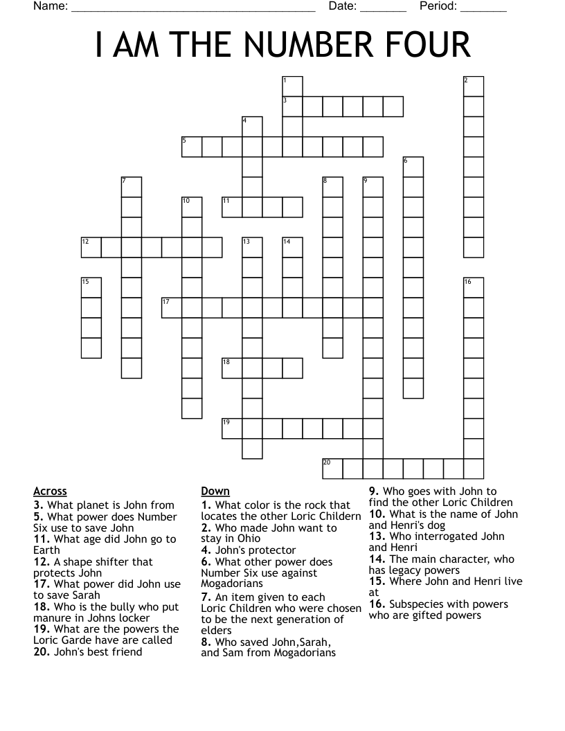 I AM THE NUMBER FOUR Crossword