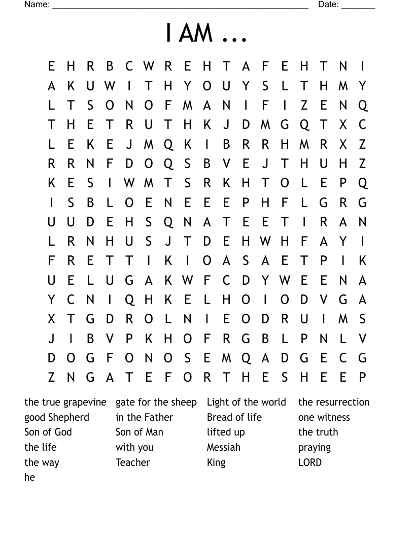 I AM ... Word Search