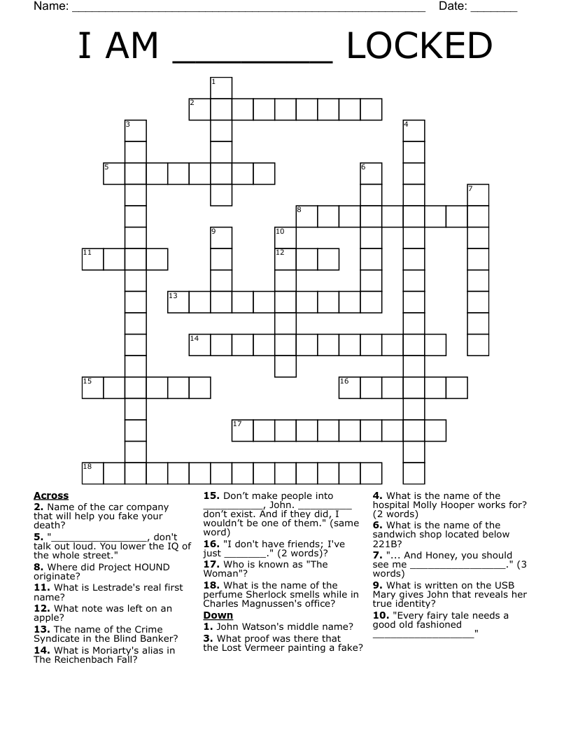 I AM _______ LOCKED Crossword