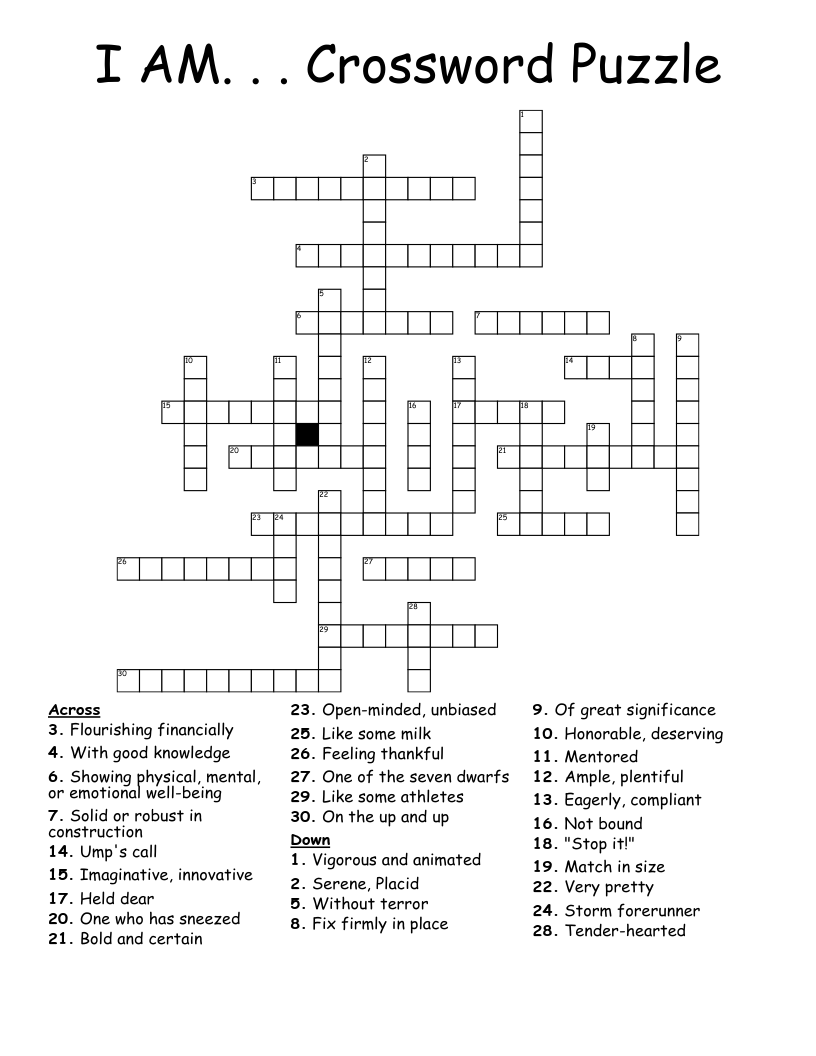 I AM. . . Crossword Puzzle
