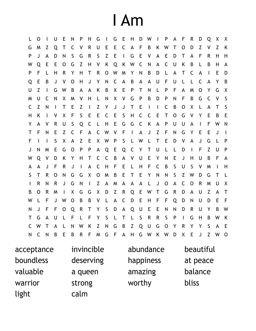 I Am Word Search