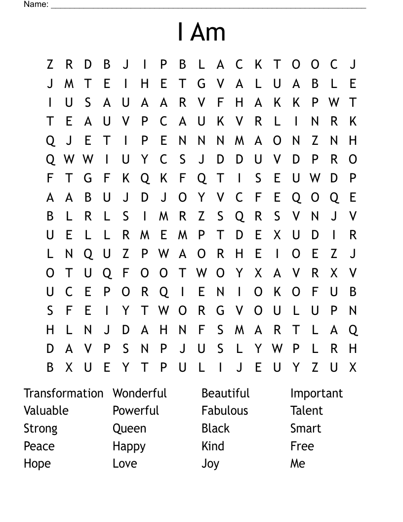 I Am Word Search