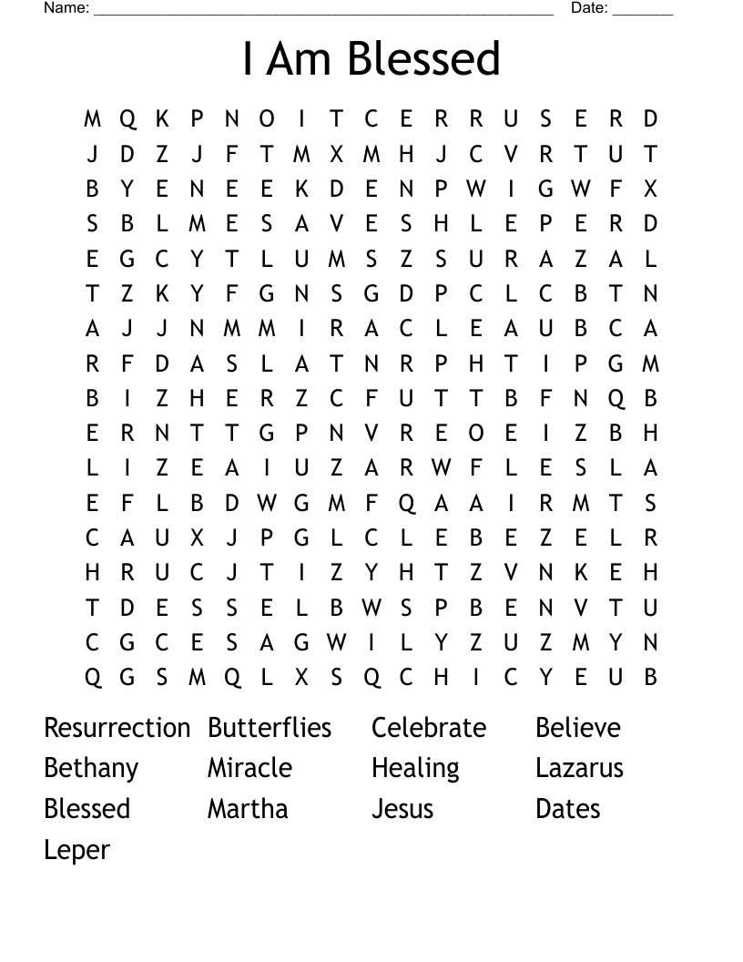 I Am Blessed Word Search