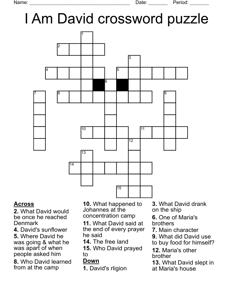 I Am David crossword puzzle