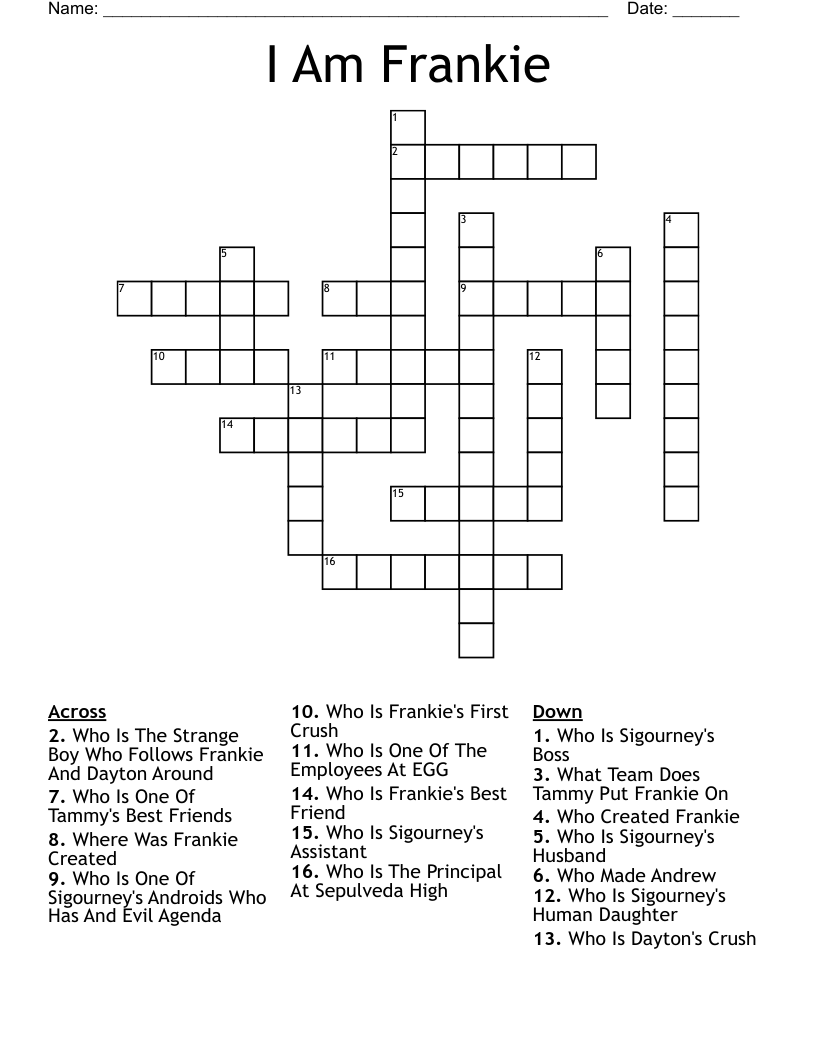 I Am Frankie Crossword