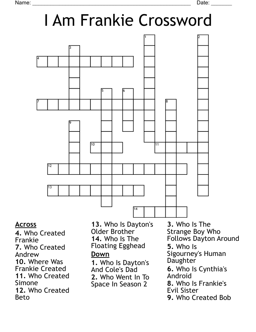 I Am Frankie Crossword