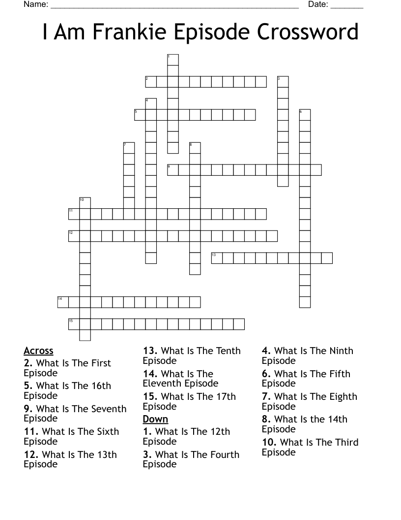 I Am Frankie Episode Crossword