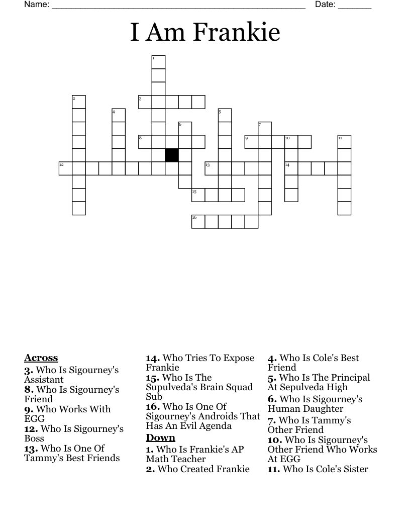 I Am Frankie  Crossword