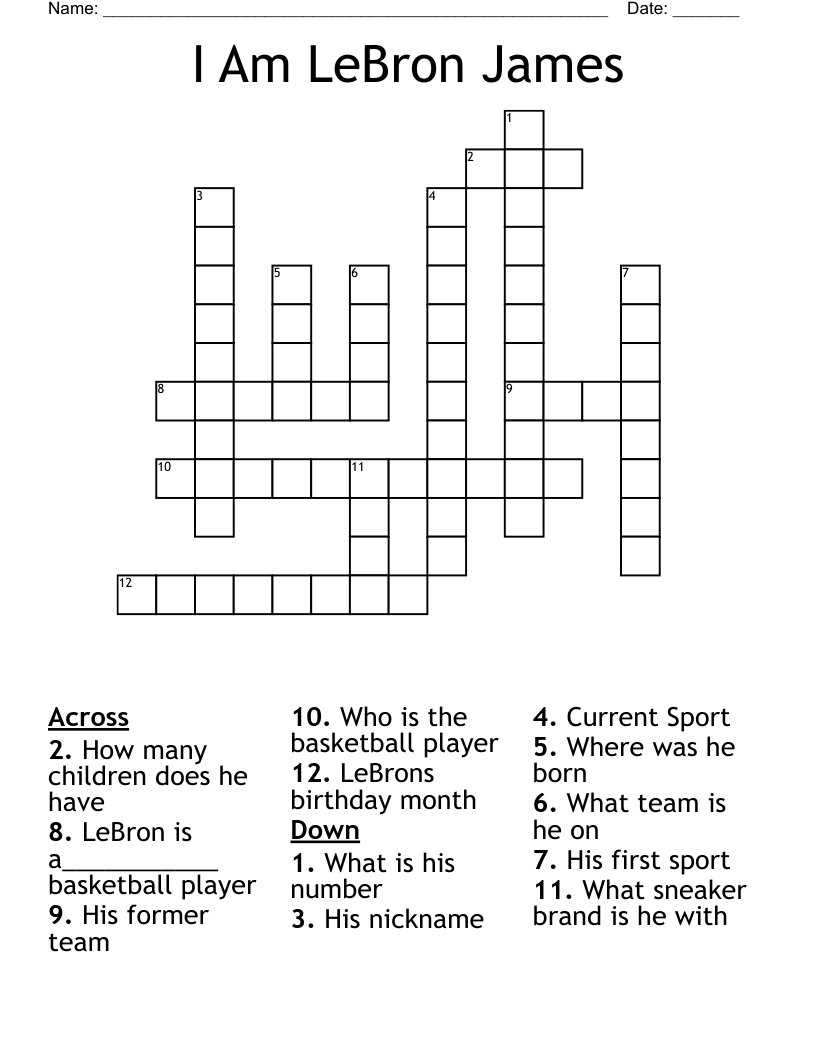 I Am LeBron James Crossword