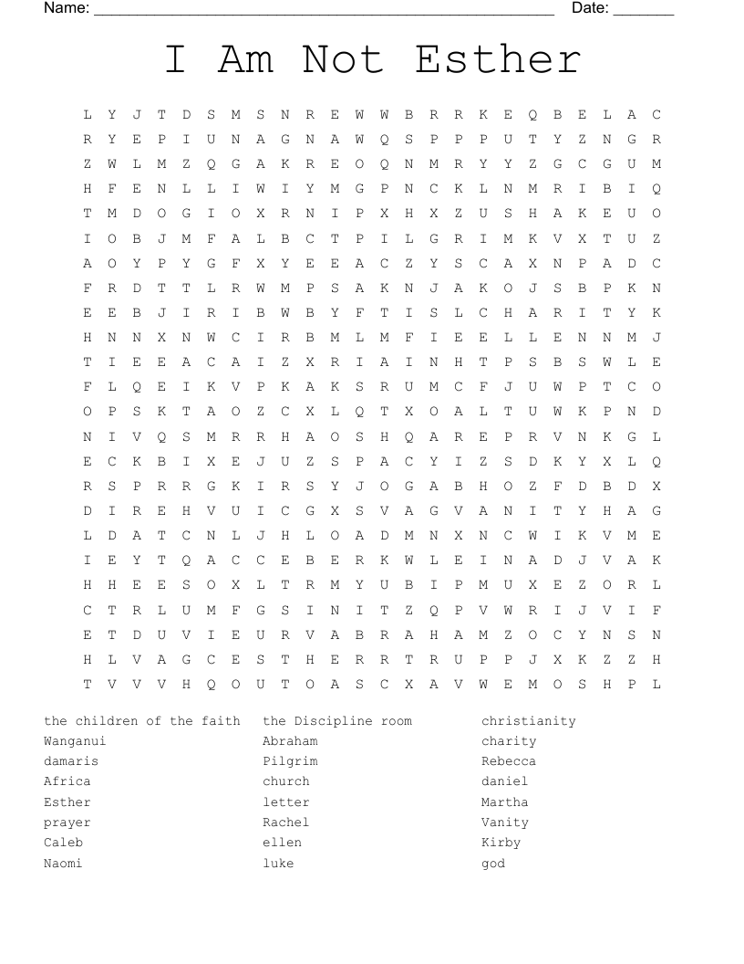 I Am Not Esther Word Search