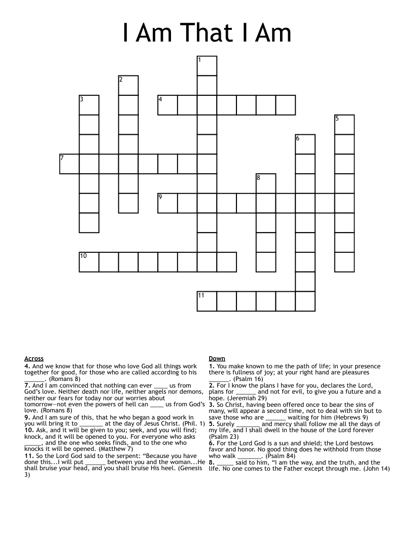 I Am That I Am Crossword