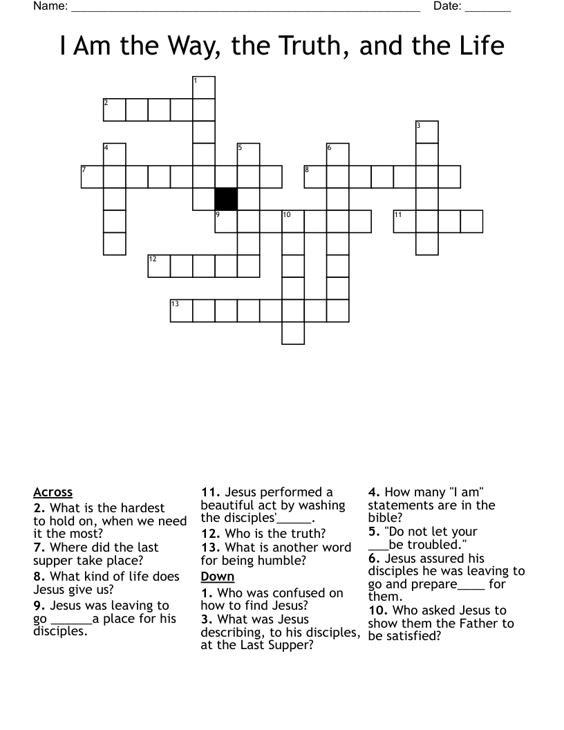 I Am the Way, the Truth, and the Life Crossword