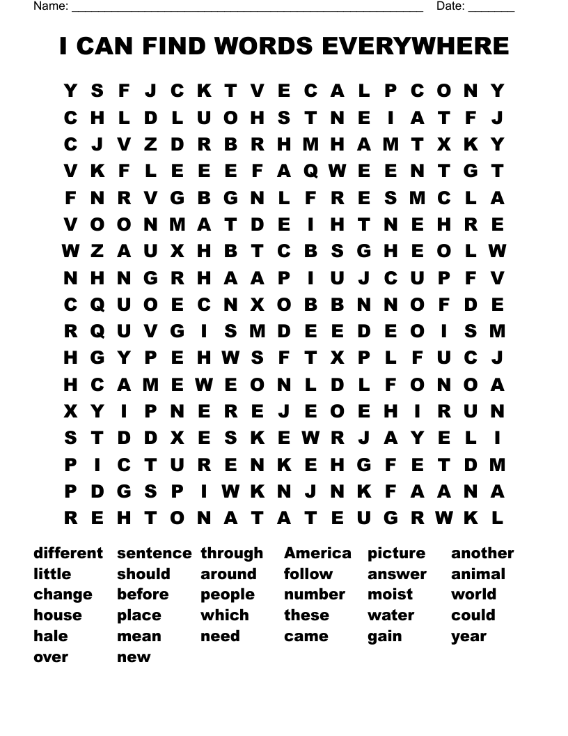 I CAN FIND WORDS EVERYWHERE Word Search
