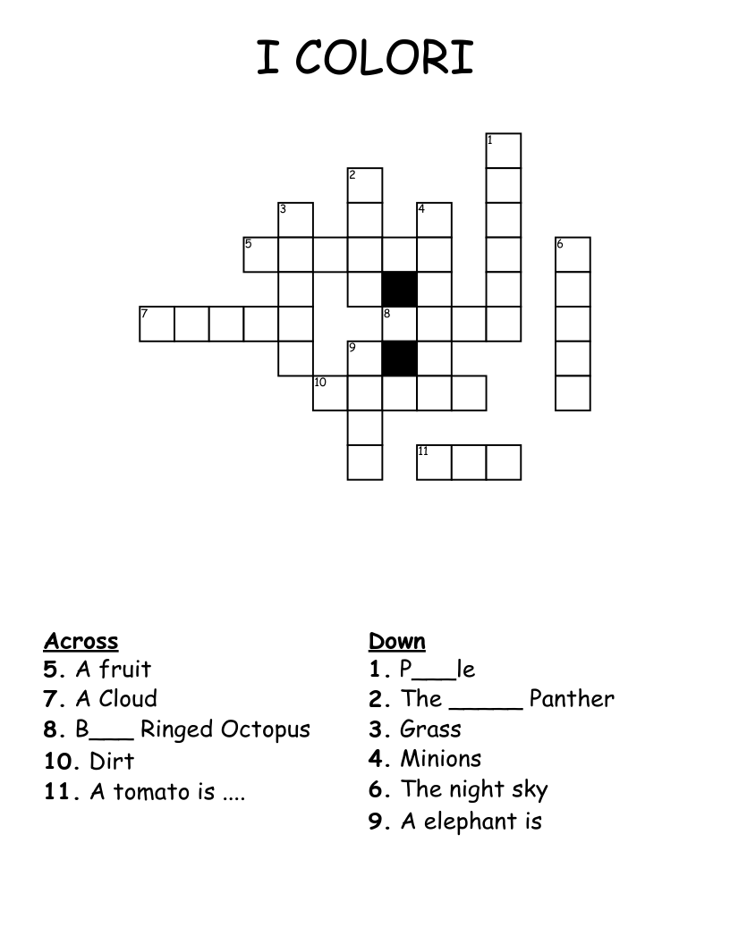 I COLORI Crossword