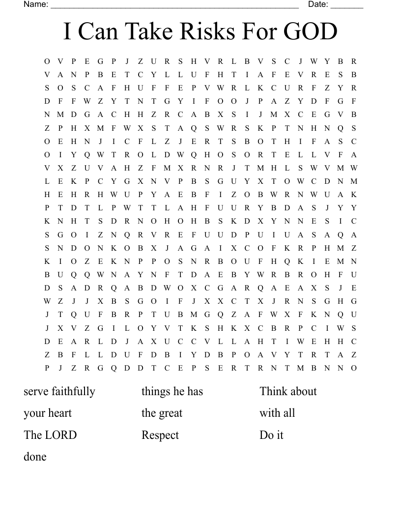 I Can Take Risks For GOD Word Search