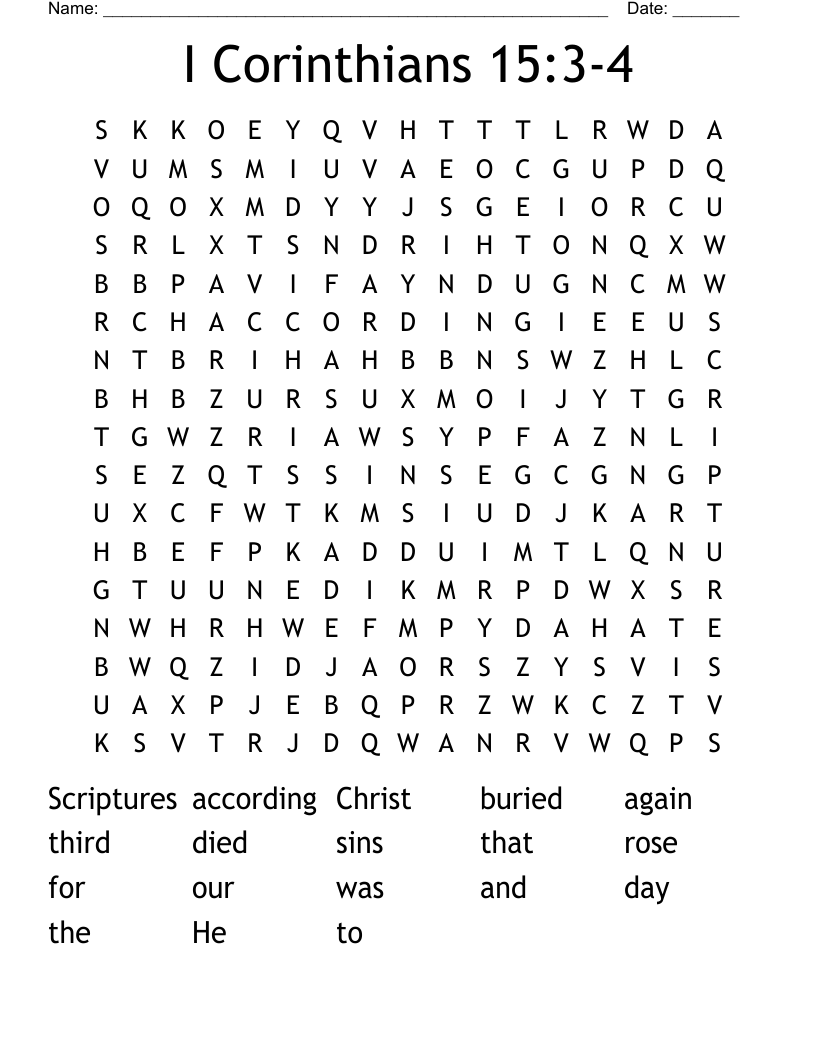 I Corinthians 15:3-4 Word Search