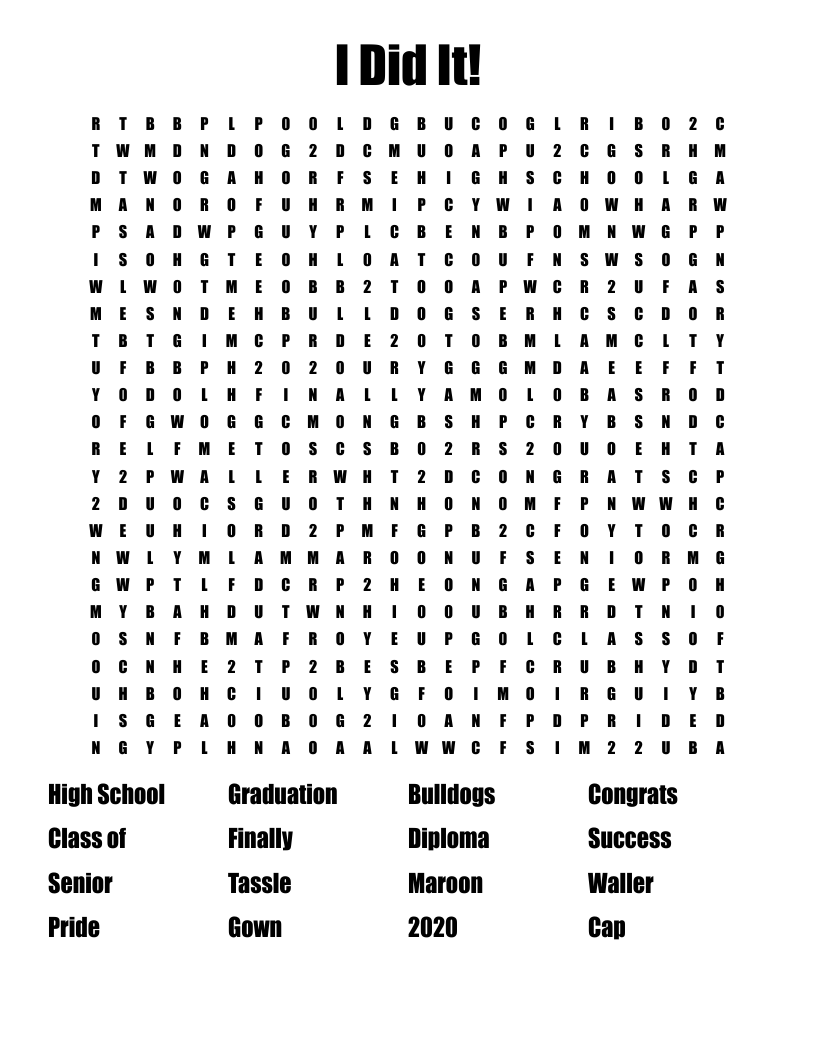I Did It! Word Search