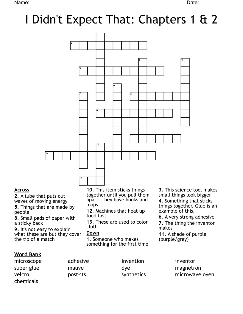 I Didn't Expect That: Chapters 1 & 2 Crossword