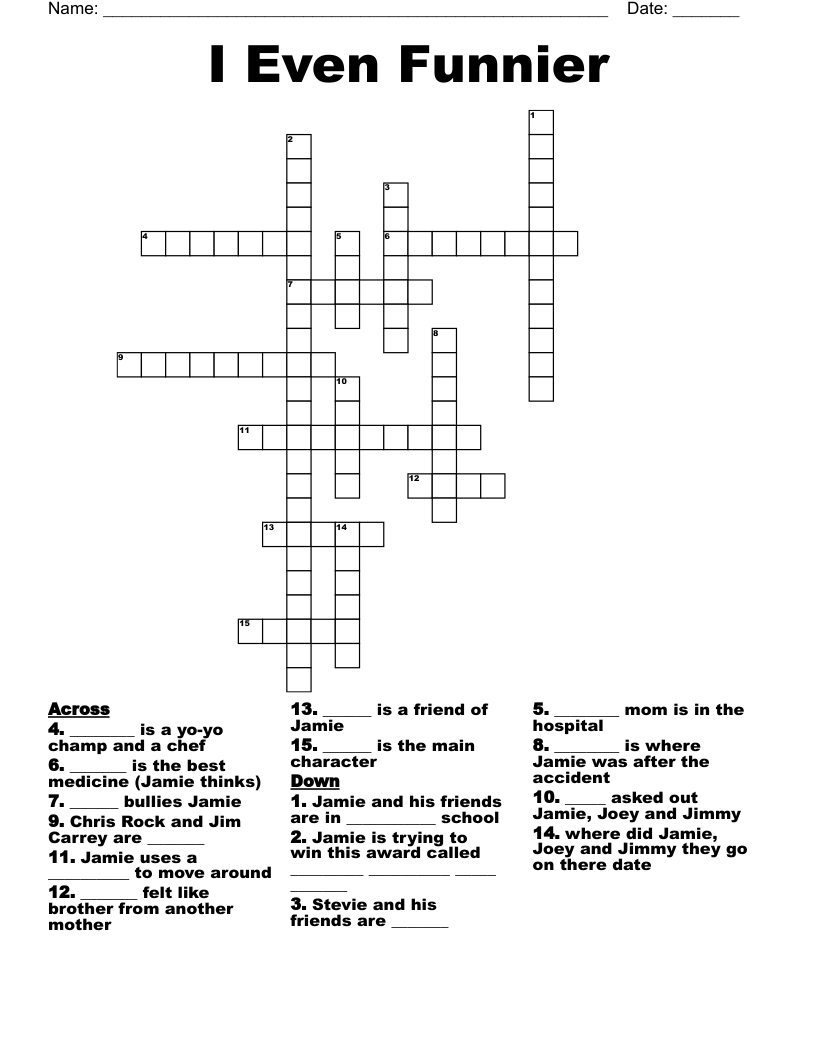 I Even Funnier Crossword