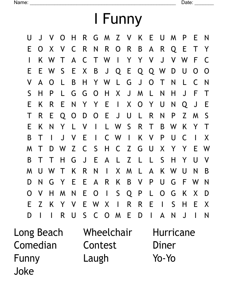I Funny Word Search