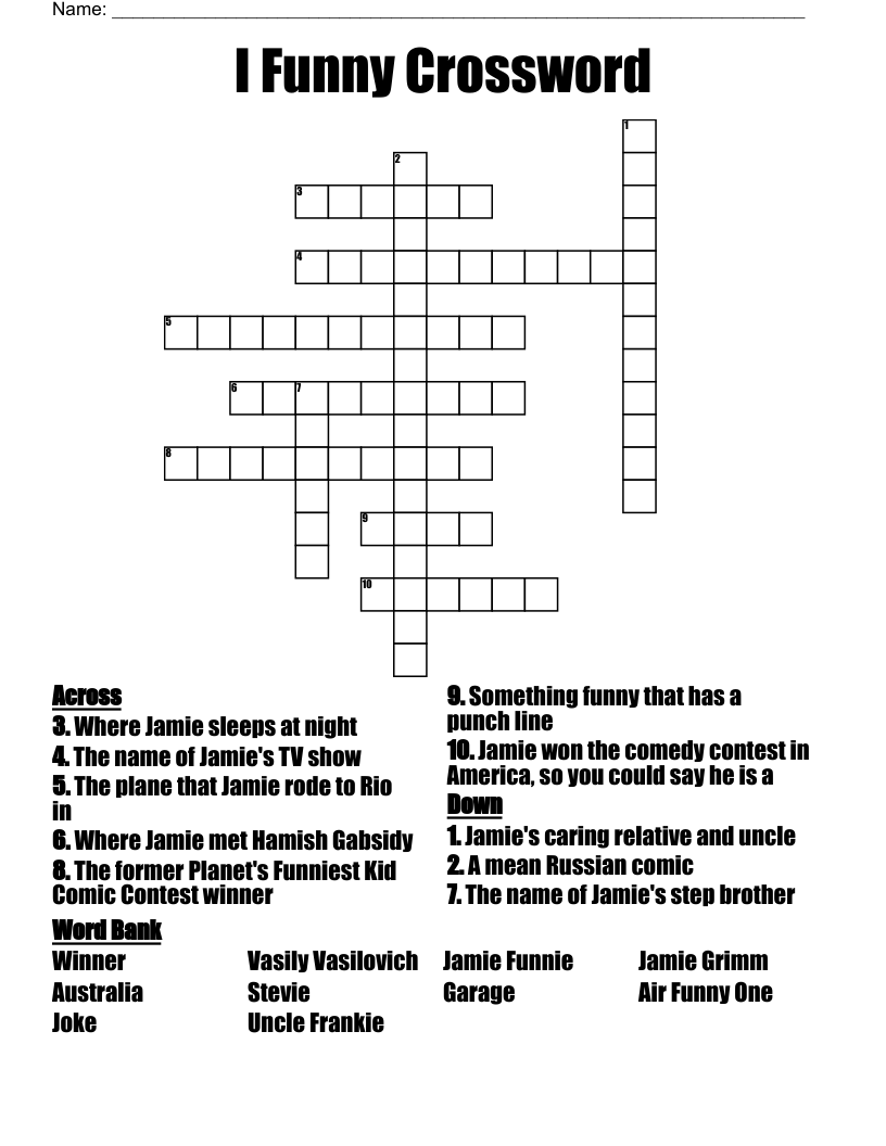 I Funny Crossword 