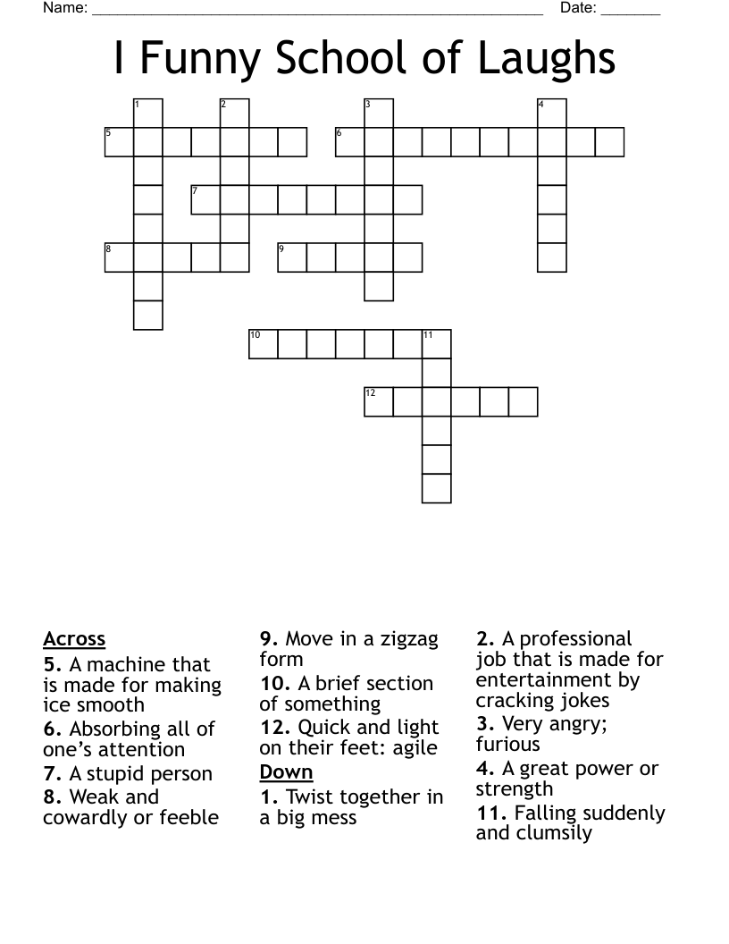 I Funny School of Laughs Crossword