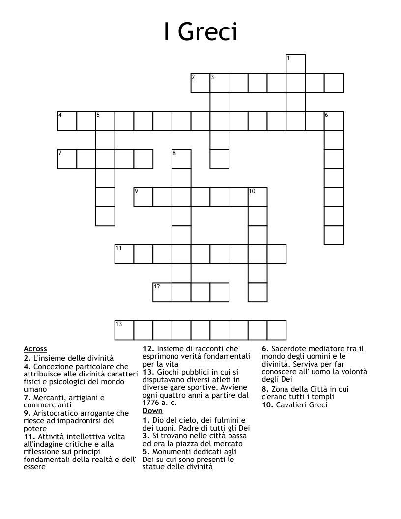 I Greci Crossword
