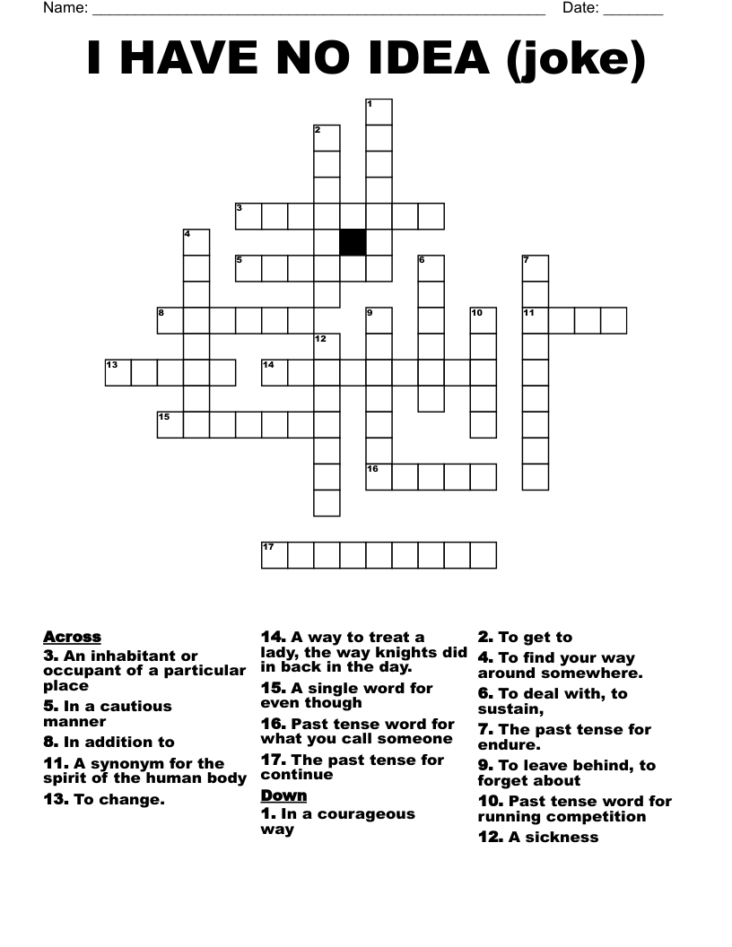I HAVE NO IDEA (joke) Crossword