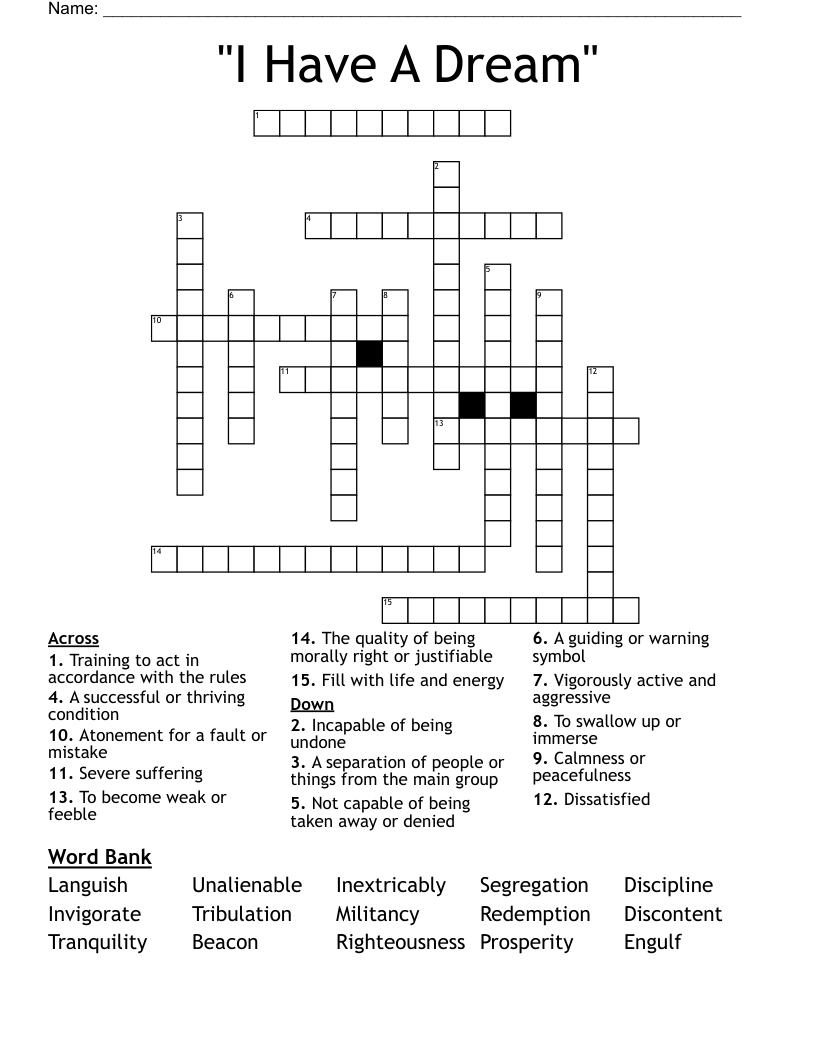 "I Have A Dream" Crossword