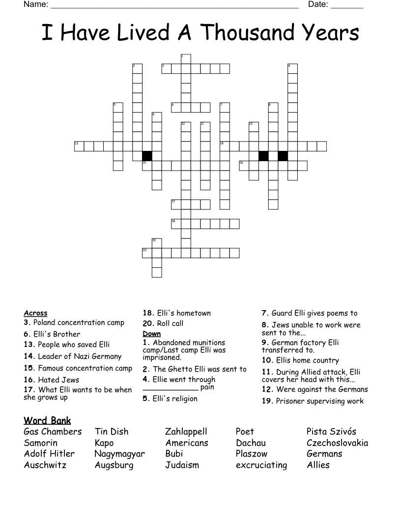 I Have Lived A Thousand Years Crossword