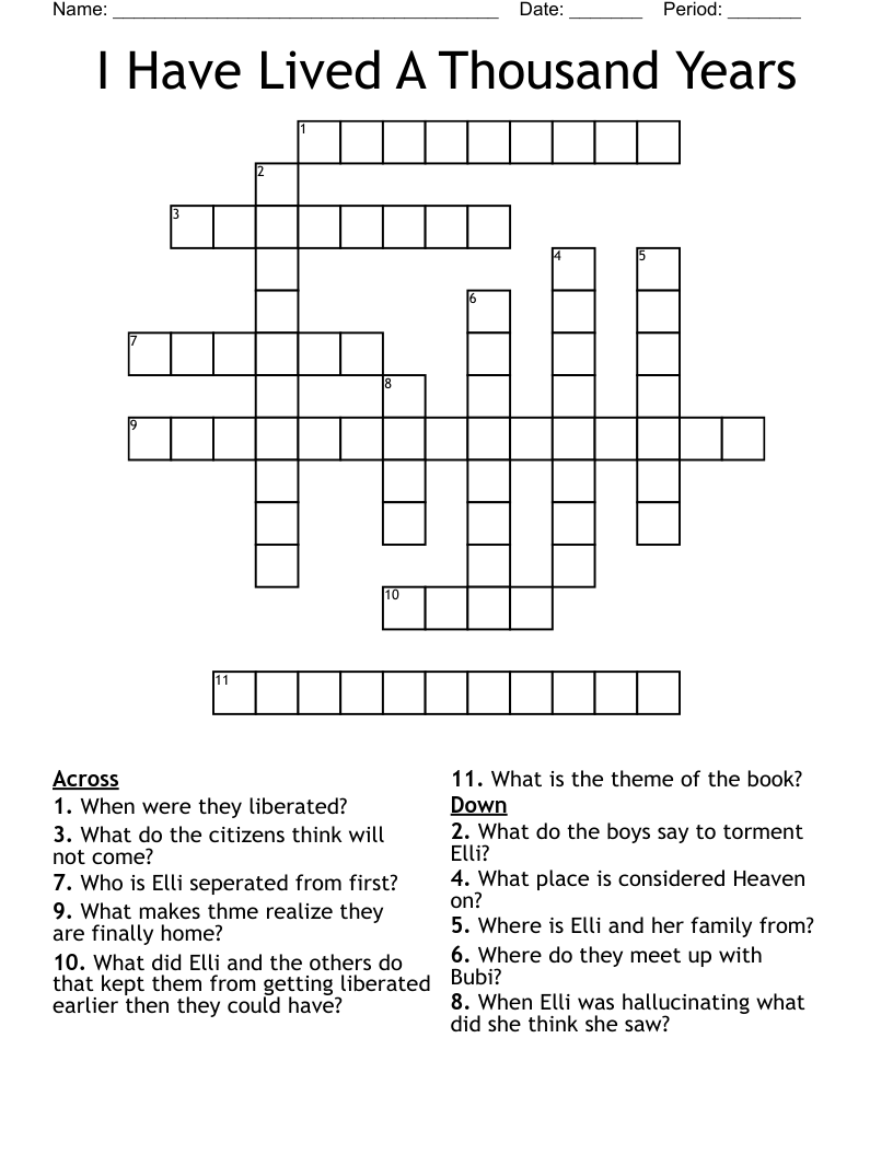 I Have Lived A Thousand Years Crossword