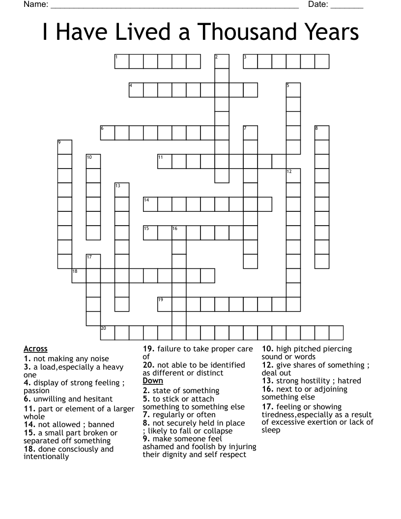 I Have Lived a Thousand Years Crossword