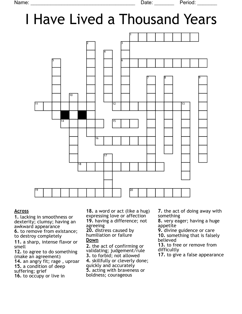 I Have Lived a Thousand Years Crossword