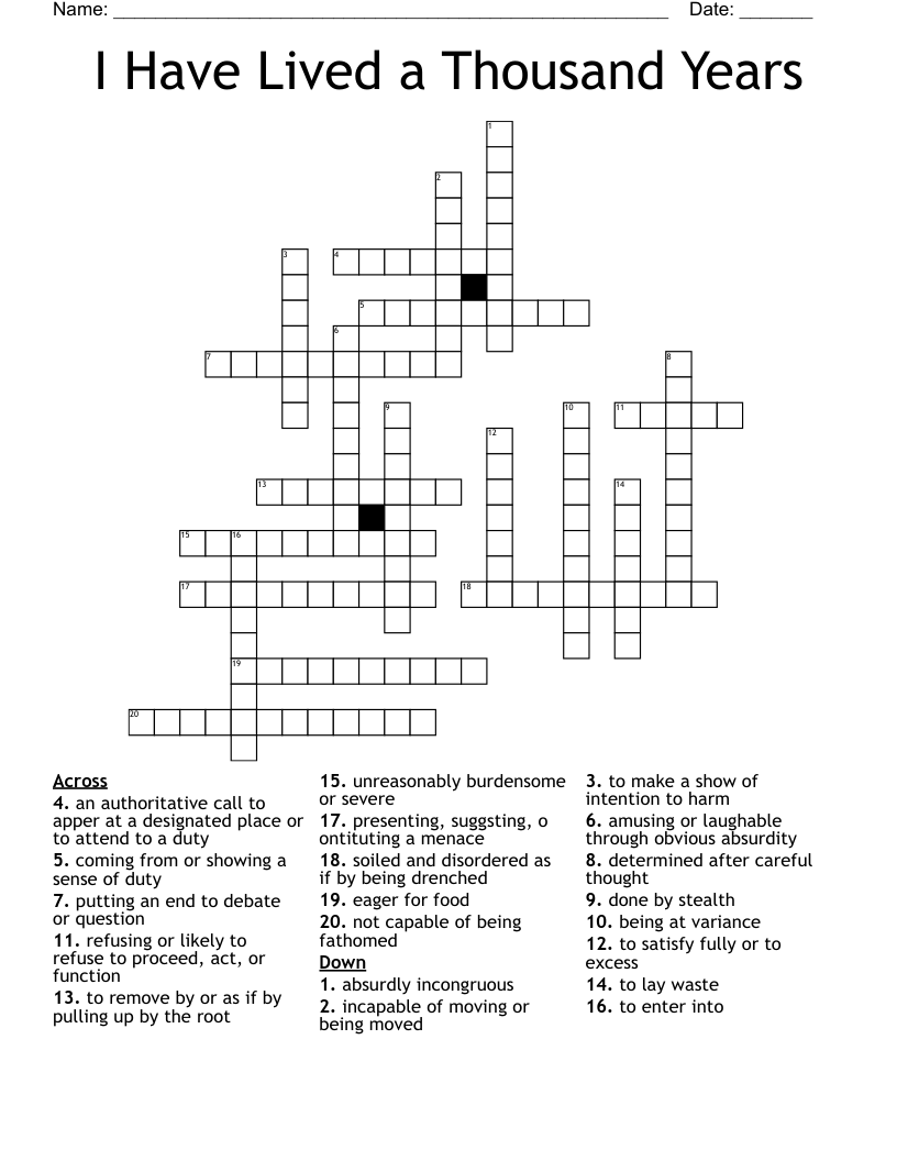 I Have Lived a Thousand Years Crossword