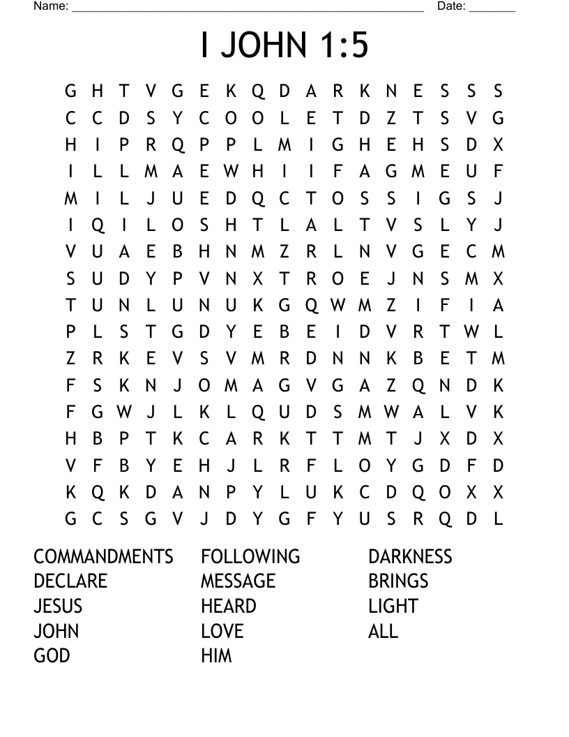 I JOHN 1:5 Word Search