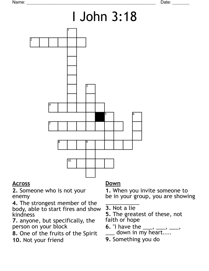I John 3:18 Crossword