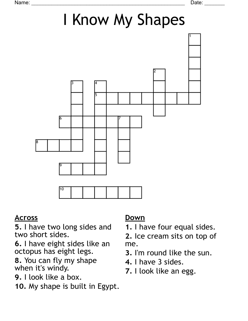 I Know My Shapes Crossword