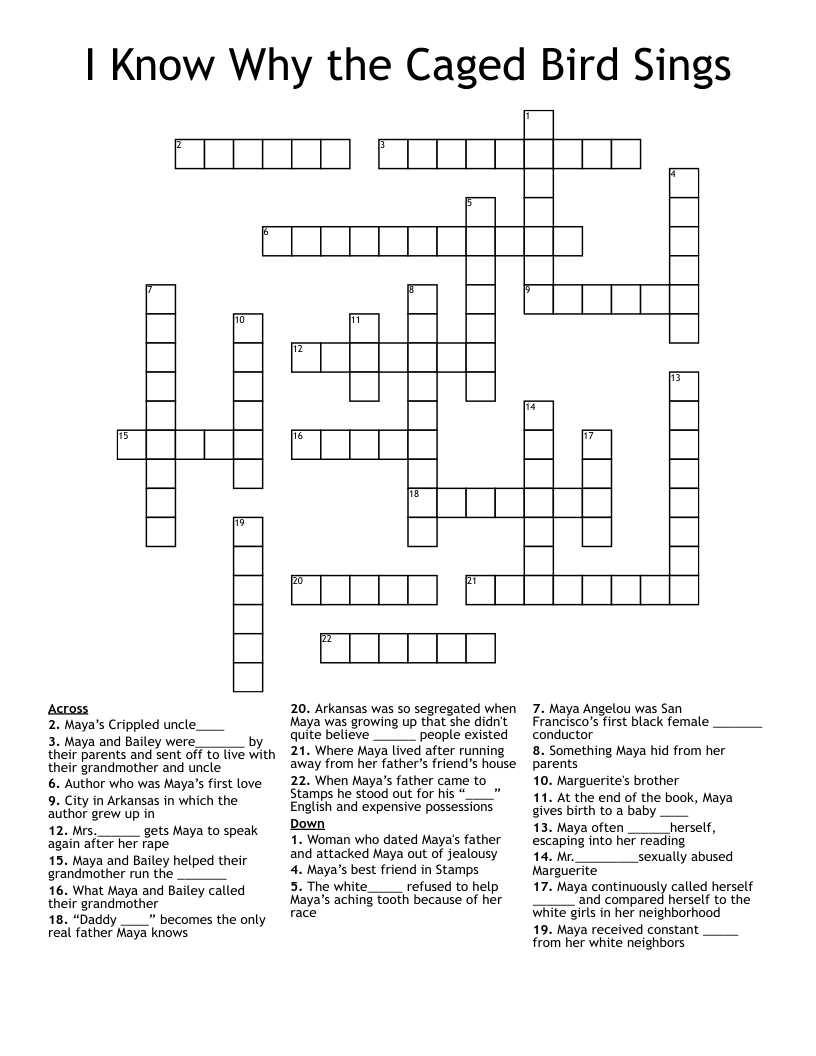 I Know Why the Caged Bird Sings Crossword