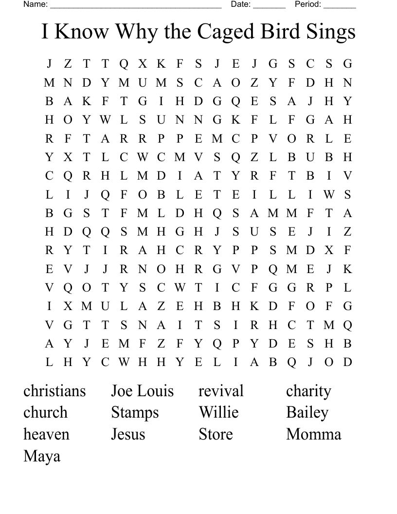 I Know Why the Caged Bird Sings Word Search