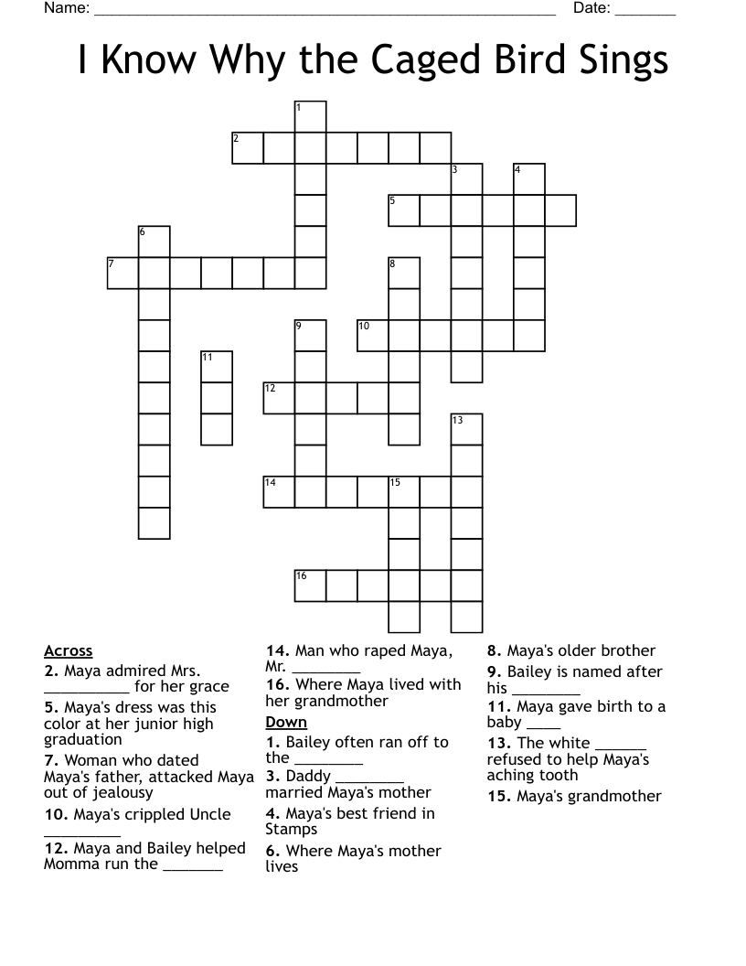 I Know Why the Caged Bird Sings Crossword