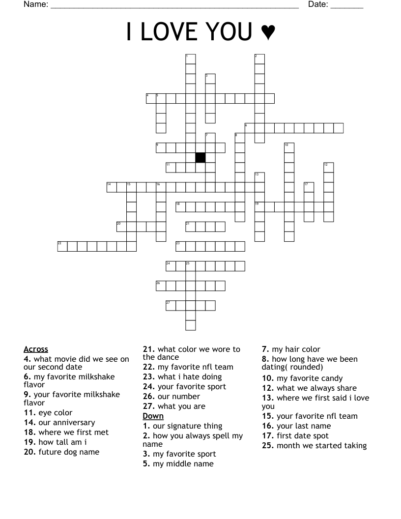 I LOVE YOU ♥️ Crossword