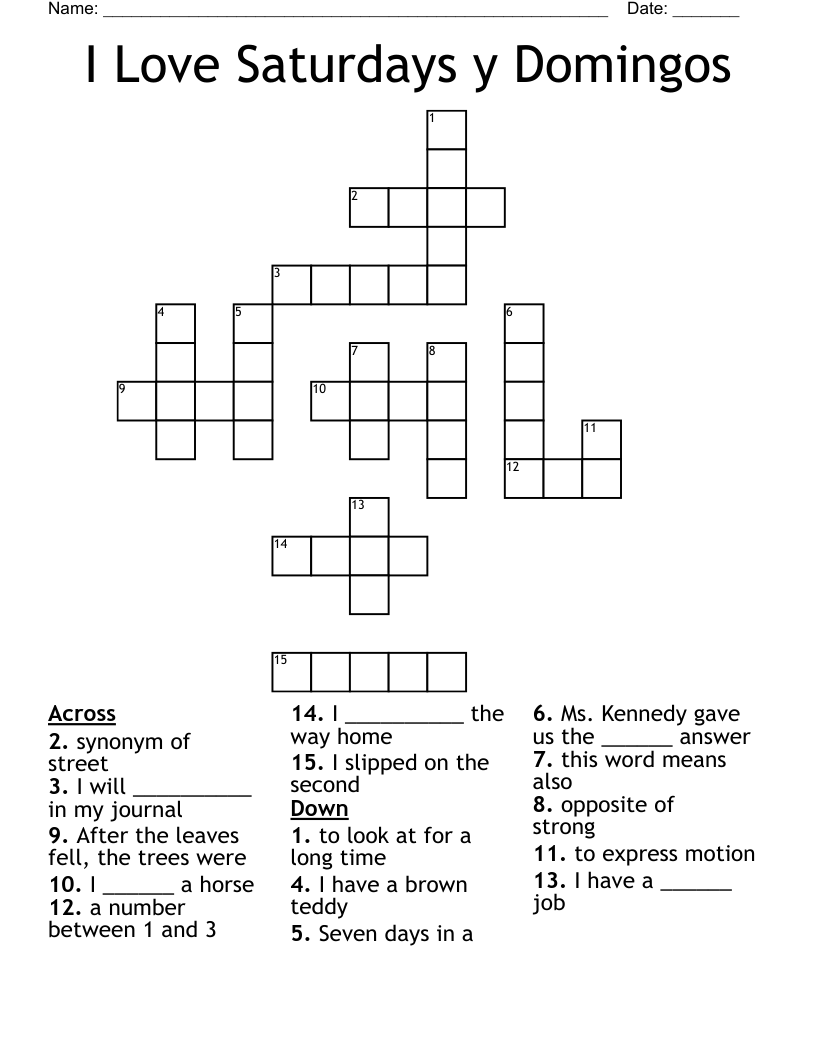 I Love Saturdays y Domingos Crossword