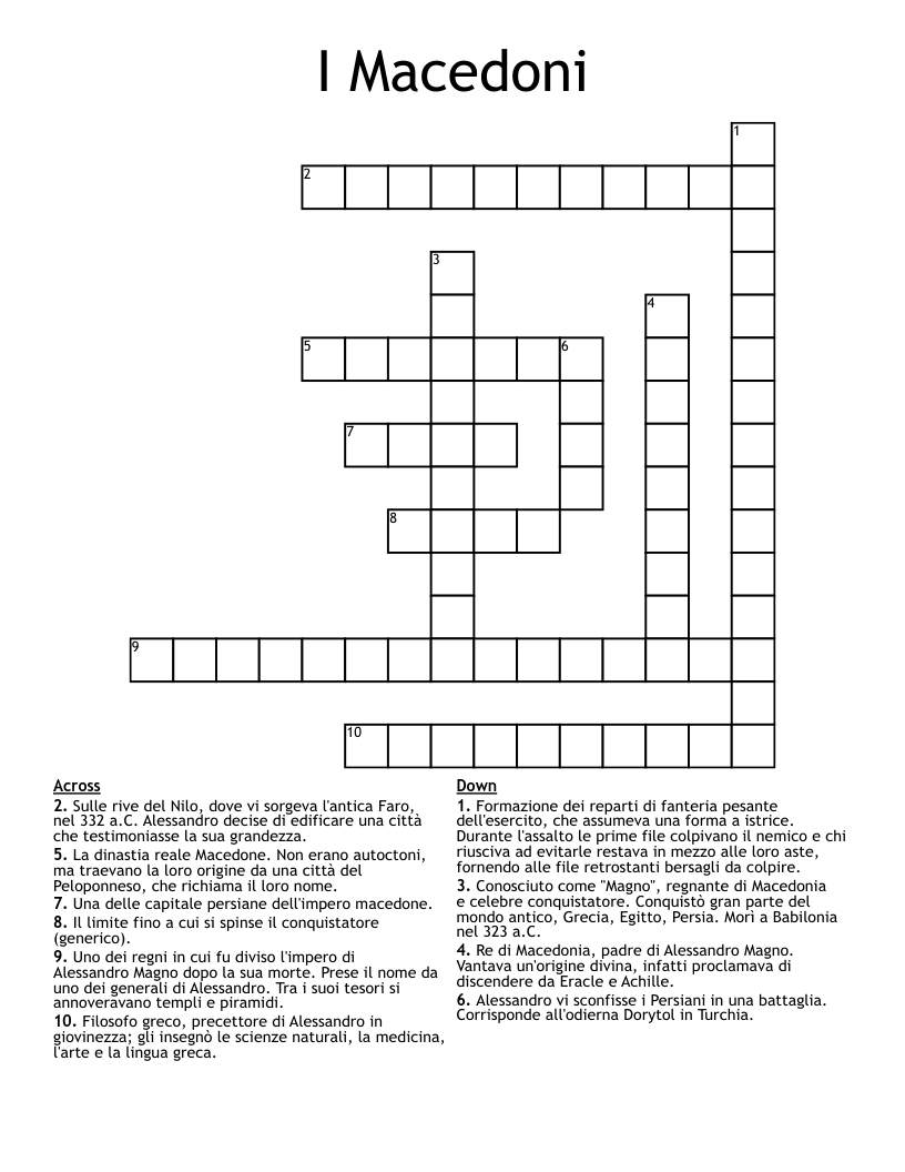 I Macedoni Crossword