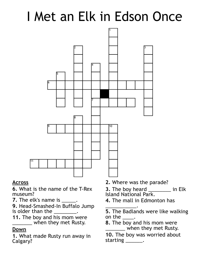 I Met an Elk in Edson Once Crossword