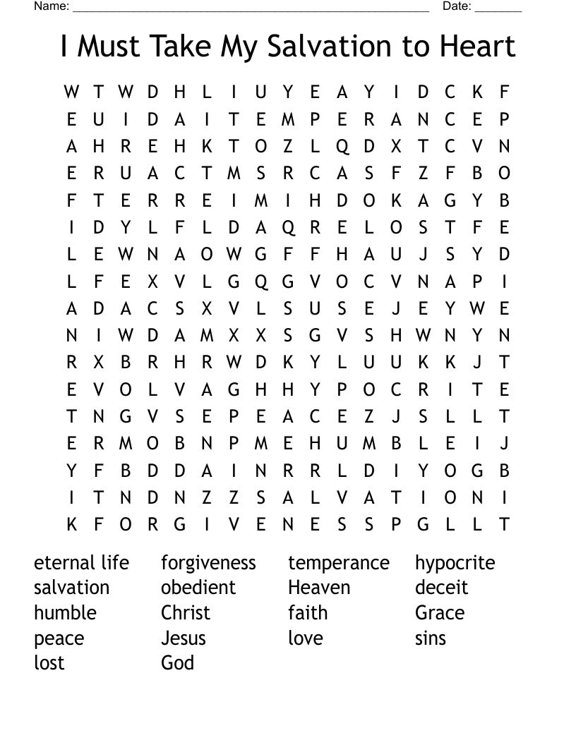I Must Take My Salvation to Heart Word Search