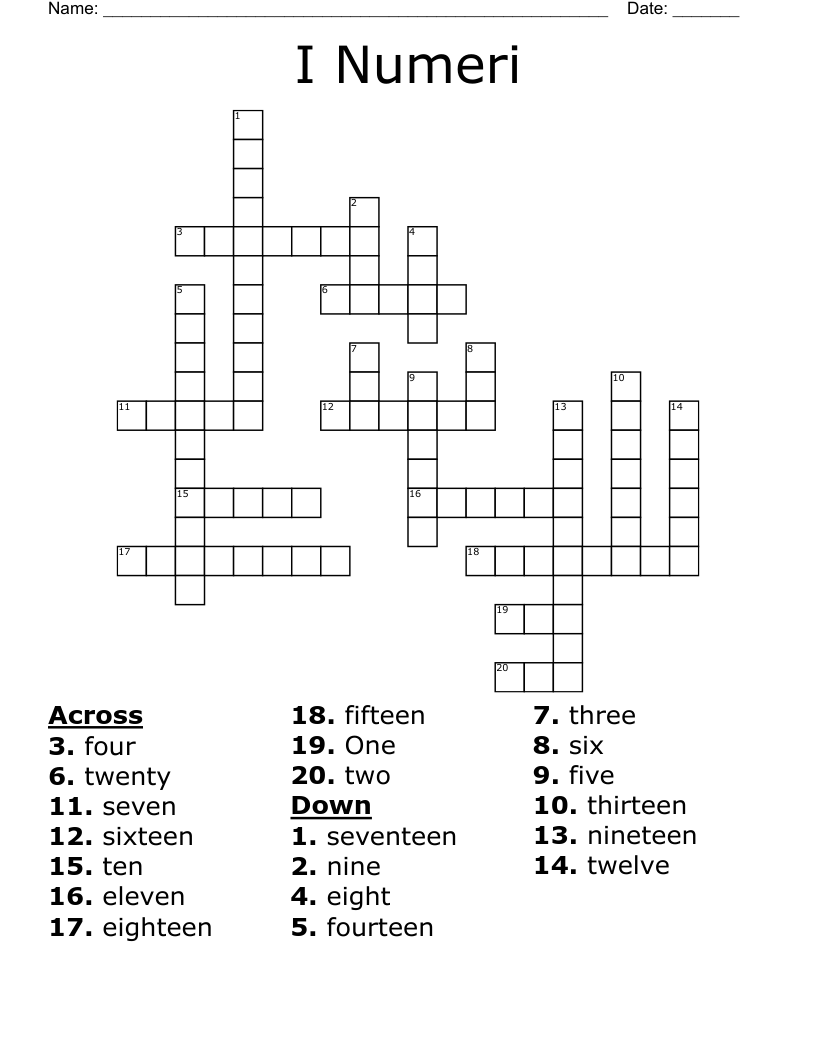 I Numeri Crossword