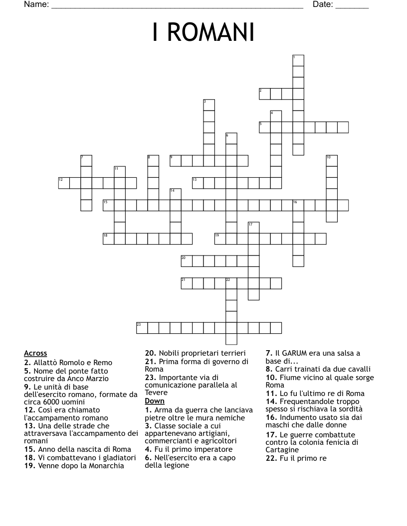 I ROMANI Crossword